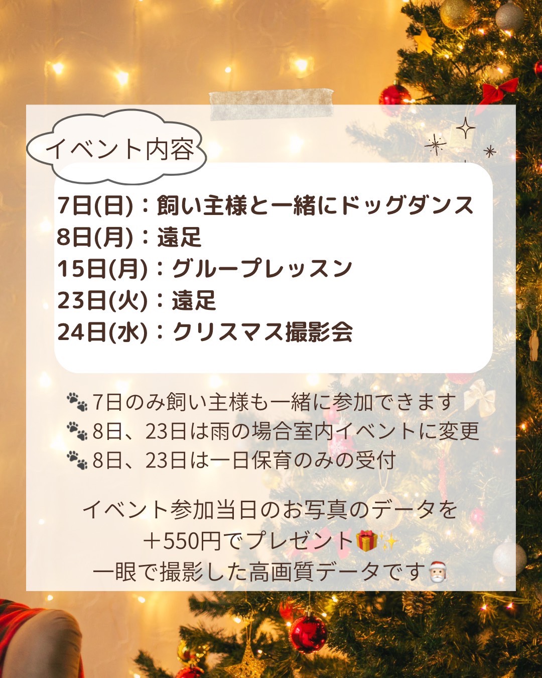 犬の保育園 12月イベント案内